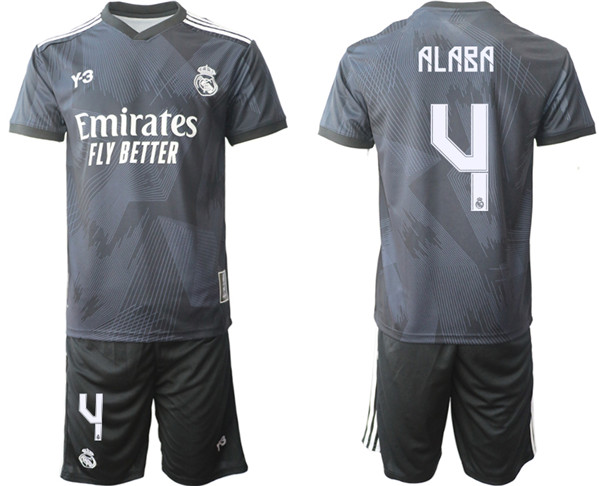 Men's Real Madrid #4 David Alaba 22/23 Black Soccer Jersey Suit